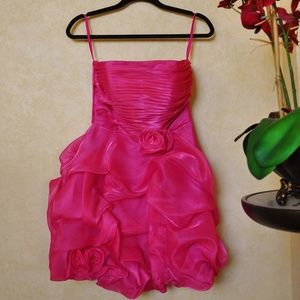 NWT Pink Formal Ruffle Rose Prom Party Dress